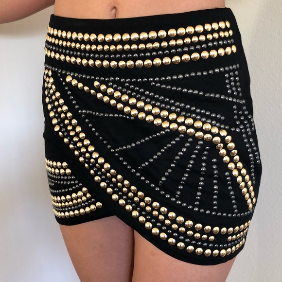 Black skirt with gold and silver studs. - Picture 3 of 3